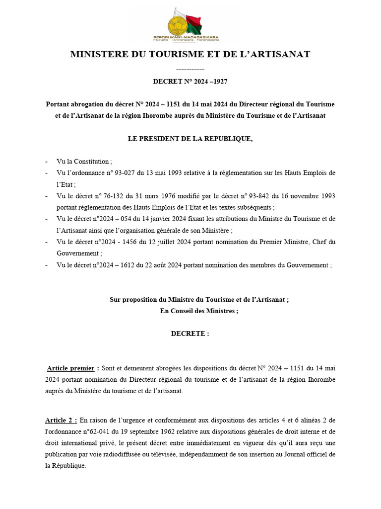 Abrogation du décret 2024-1151 | PDF | Gouvernement | France