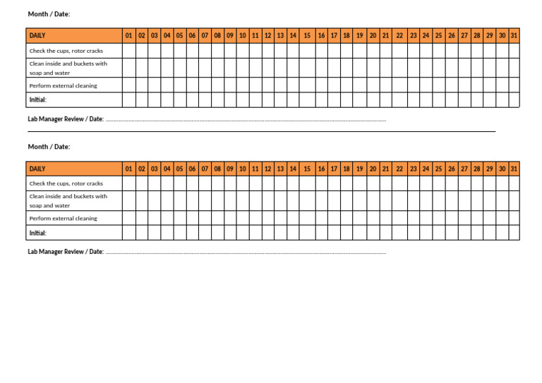 Form-Machine Maintenance Form - Centrifuge | PDF