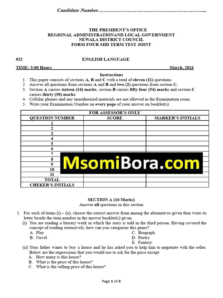 Form Four English | PDF | Grammatical Tense | Linguistics