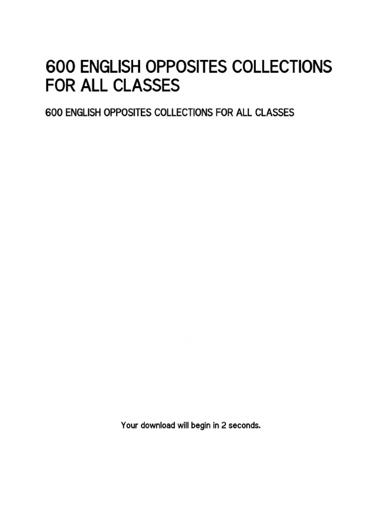 600 English Opposites Collections For All Classes | PDF