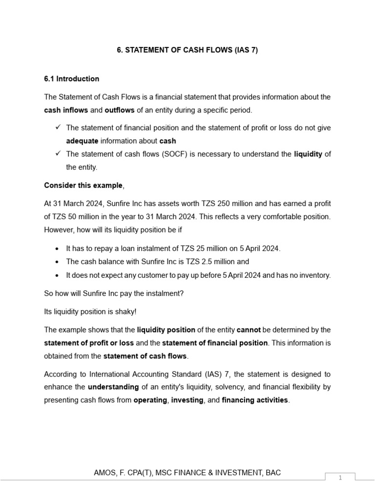 Lecture 6 - Cash Flows | PDF | Cash Flow Statement | Expense