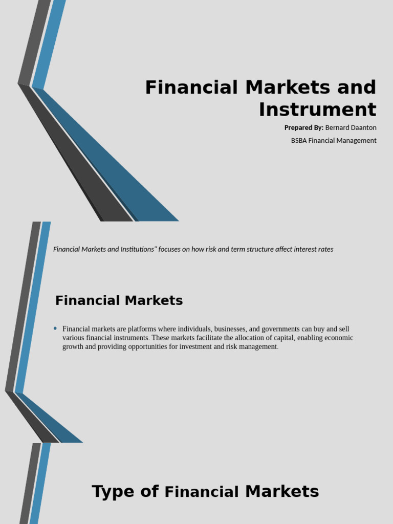 Overview of Financial Markets and Instruments | PDF | Financial Markets ...