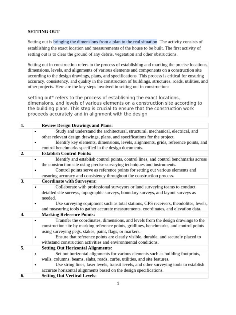 Construction Setting Out Techniques | PDF | Surveying | Elementary Geometry