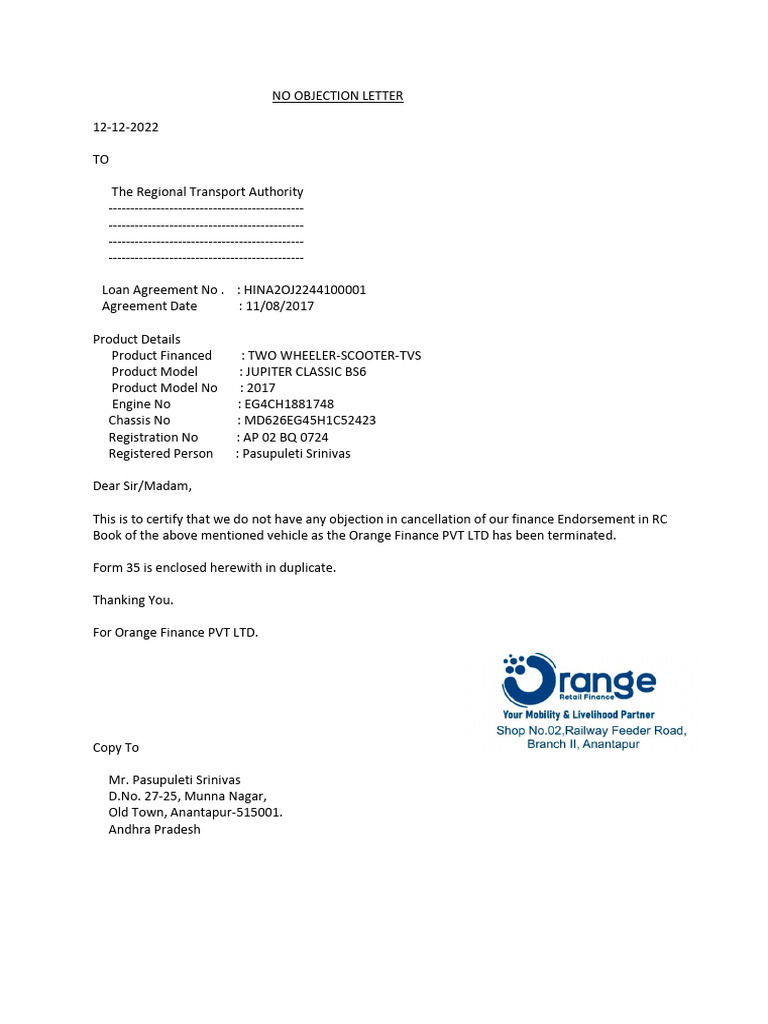 NO OBJECTION LETTER (1) | PDF