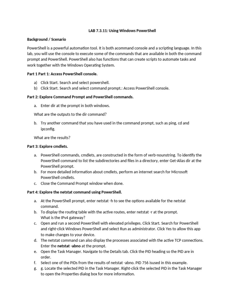 Lab 7.3.11 | PDF | Command Line Interface | Microsoft Software