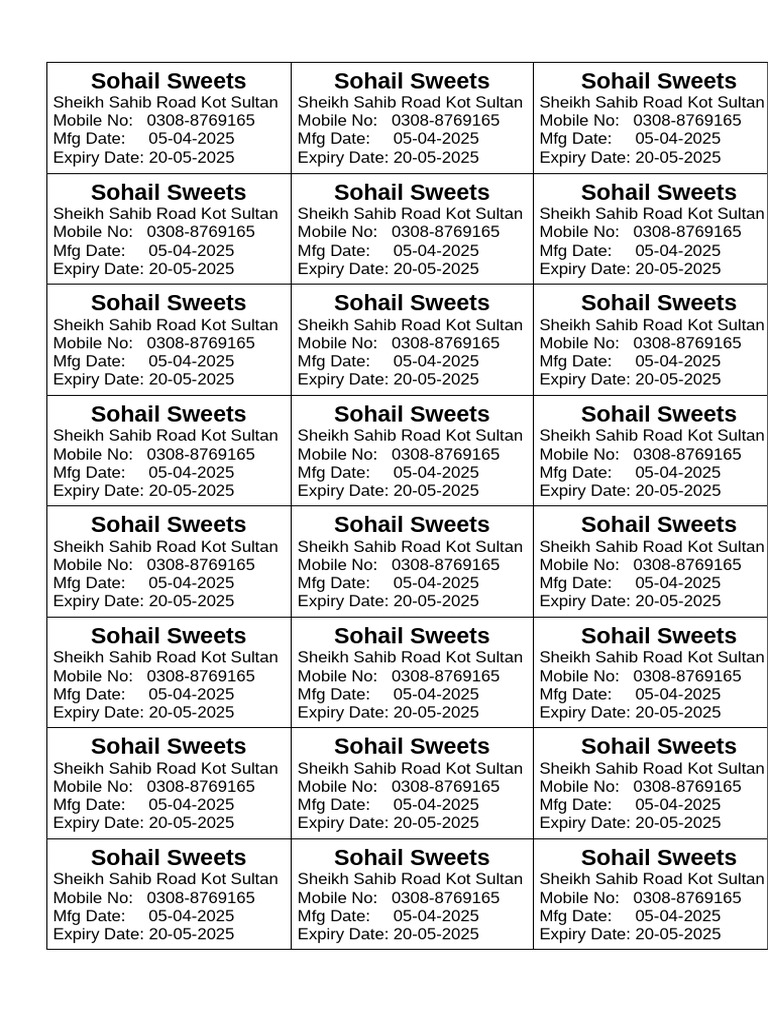Sohail Sweets | PDF