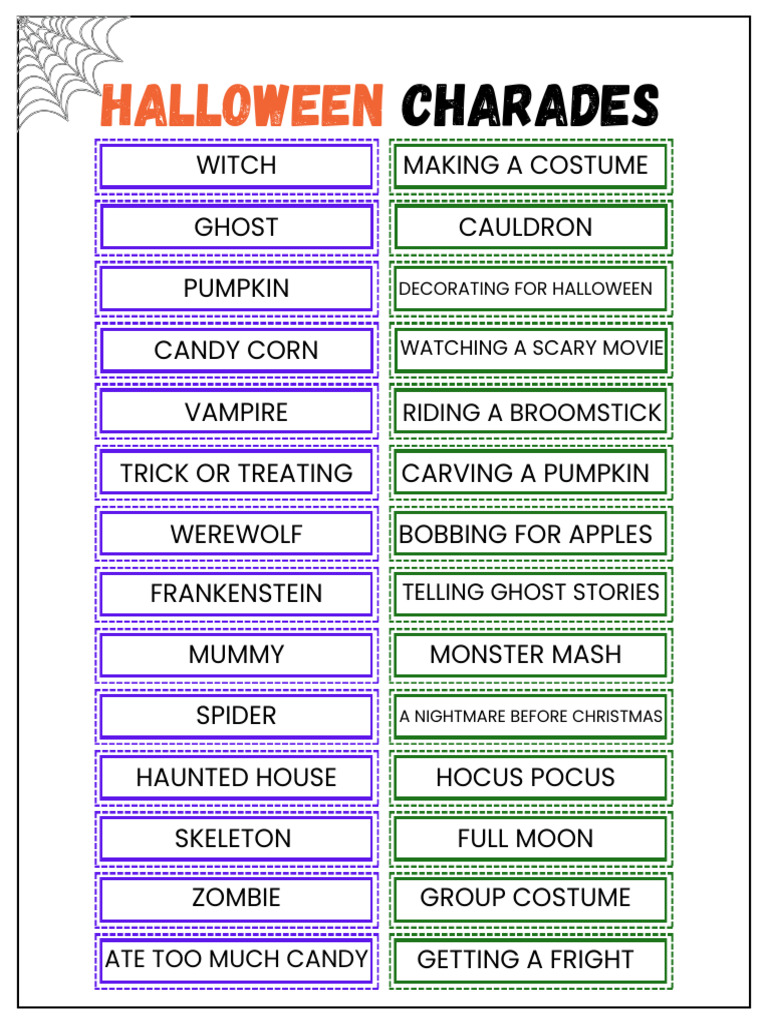 Free Halloween Charades Us Letter | PDF
