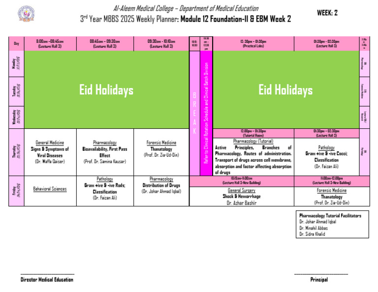 3rd Year MBBS 2025 Week 2 Planner | PDF | Pharmacology | Health Care