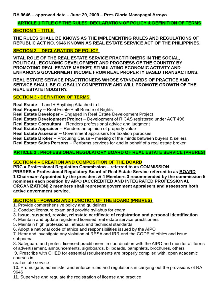 Implementing Rules of RA 9646 | PDF | Identity Document | Real Estate ...