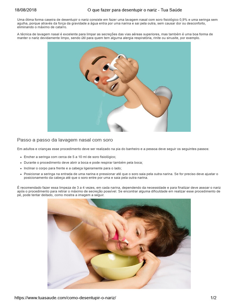 O Que Fazer para Desentupir o Nariz - Tua Saúde | PDF