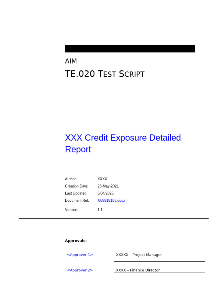 Credit Exposure Test Script Overview | PDF | Computing