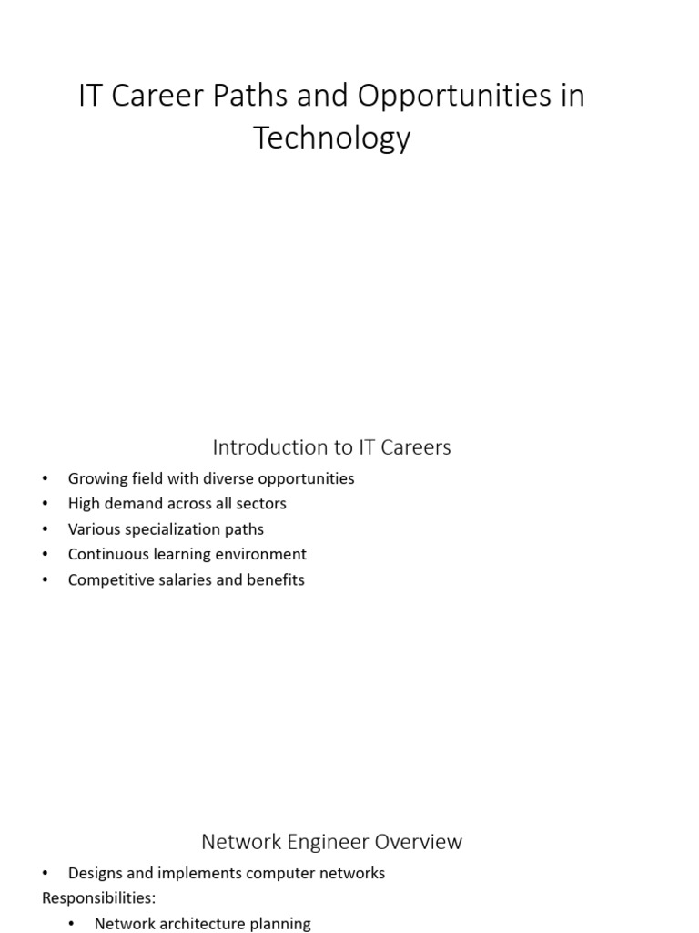 IT Career Paths and Opportunities in Technology | PDF | Software ...