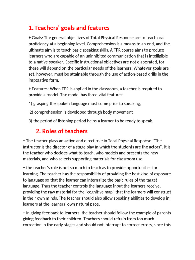 Total Physical Respone (TPR) | PDF | Learning | Communication