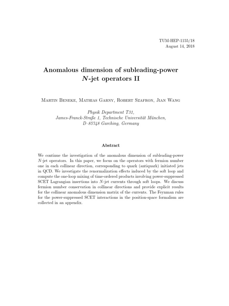 Anomalous Dimensions of N-Jet Operators | PDF | Quantum Chromodynamics ...