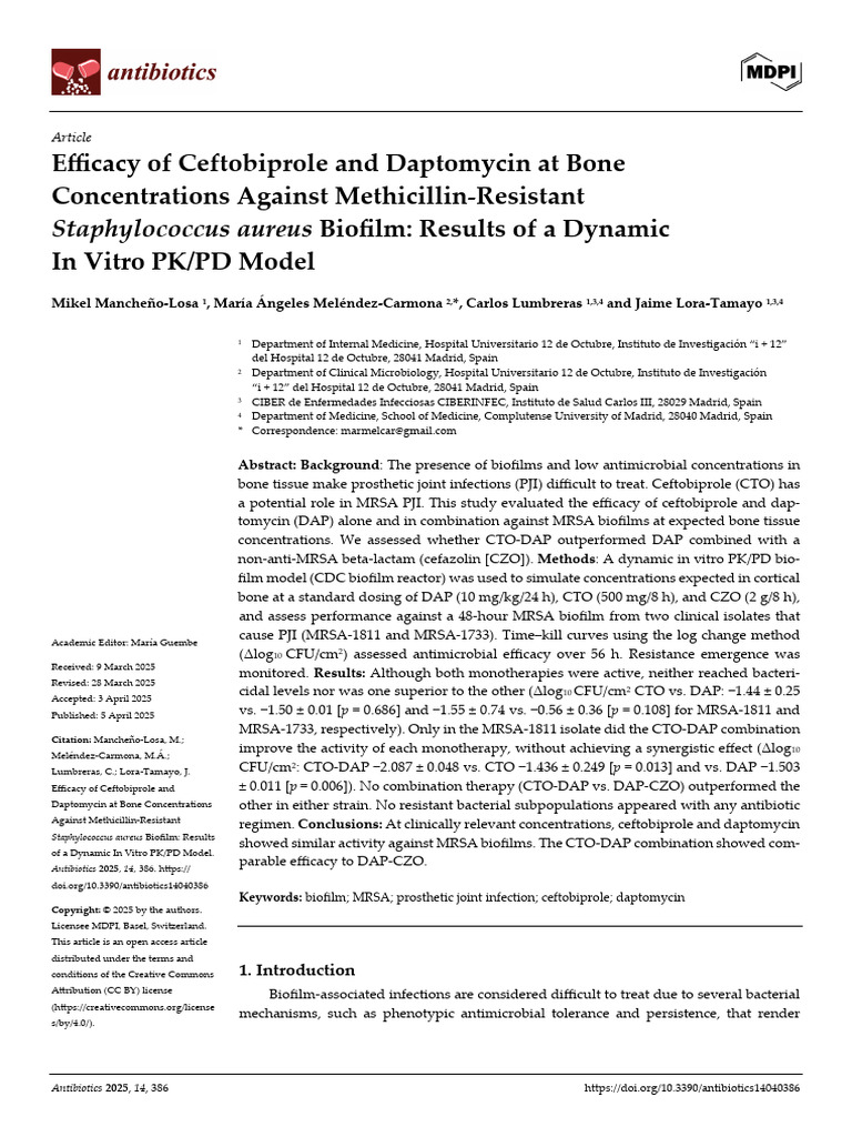 Antibiotics 14 00386 | PDF | Methicillin Resistant Staphylococcus ...
