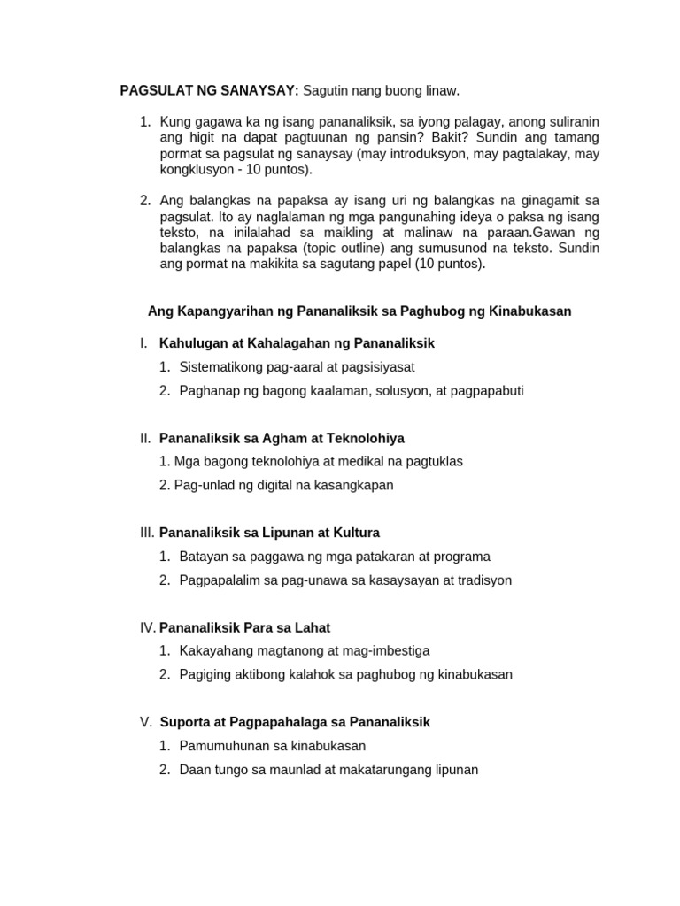 Pagsulat NG Sanaysay | PDF