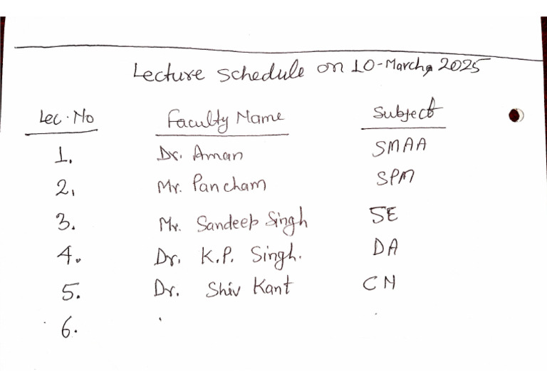 Updated Time Table | PDF