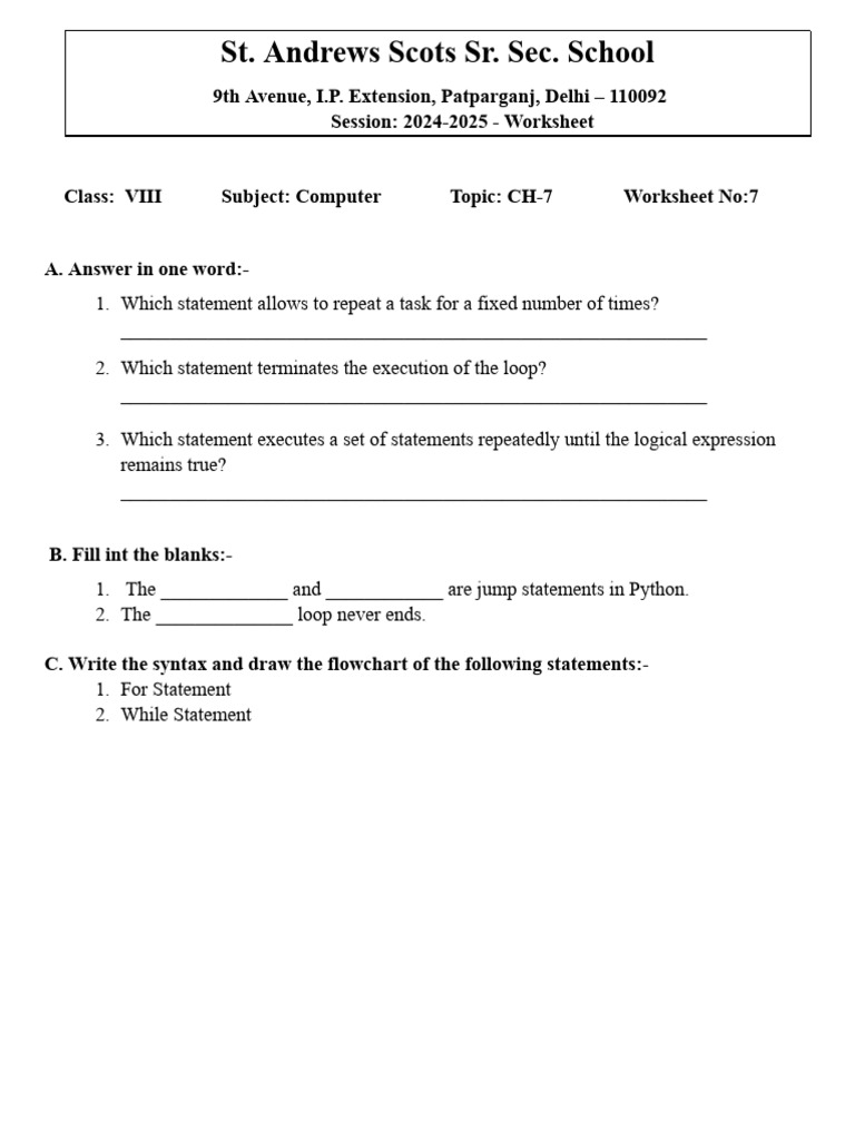 Class VIII Computer Worksheet CH-7 | PDF