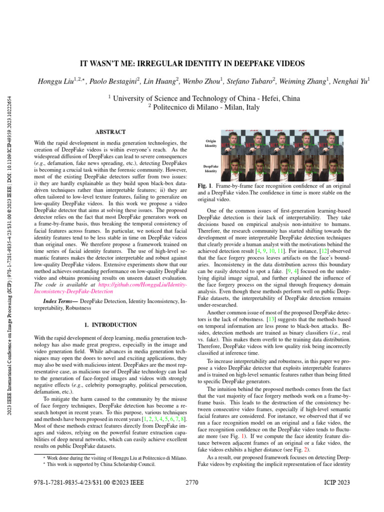 DeepFake Detection via Identity Inconsistency | PDF | Deep Learning ...