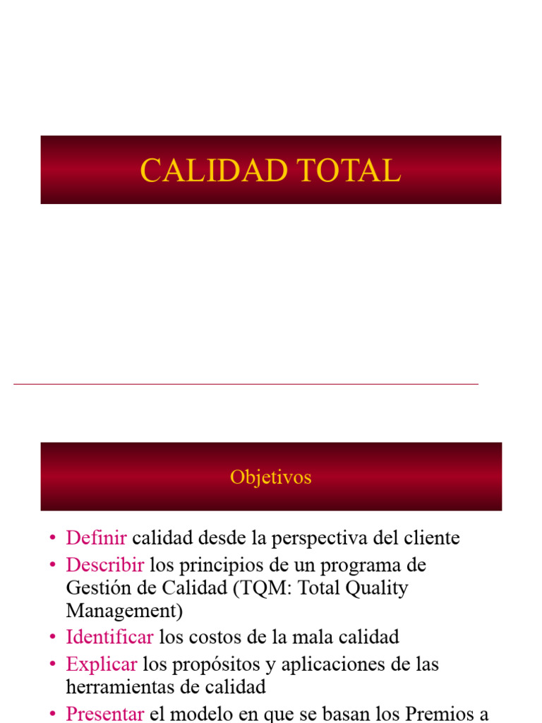 Gestión de Calidad Total (TQM) y Mejora Continua | PDF | Calidad ...