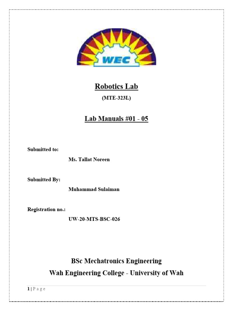 Robotics Lab | PDF | Robot | Robotics