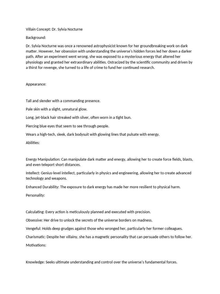 Villain Concept | PDF | Shadow