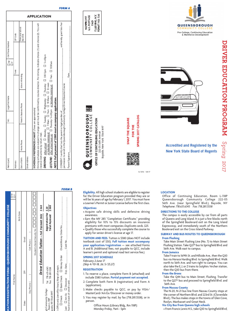 QCC Spring 2017 Driver Education Program | PDF | Payments
