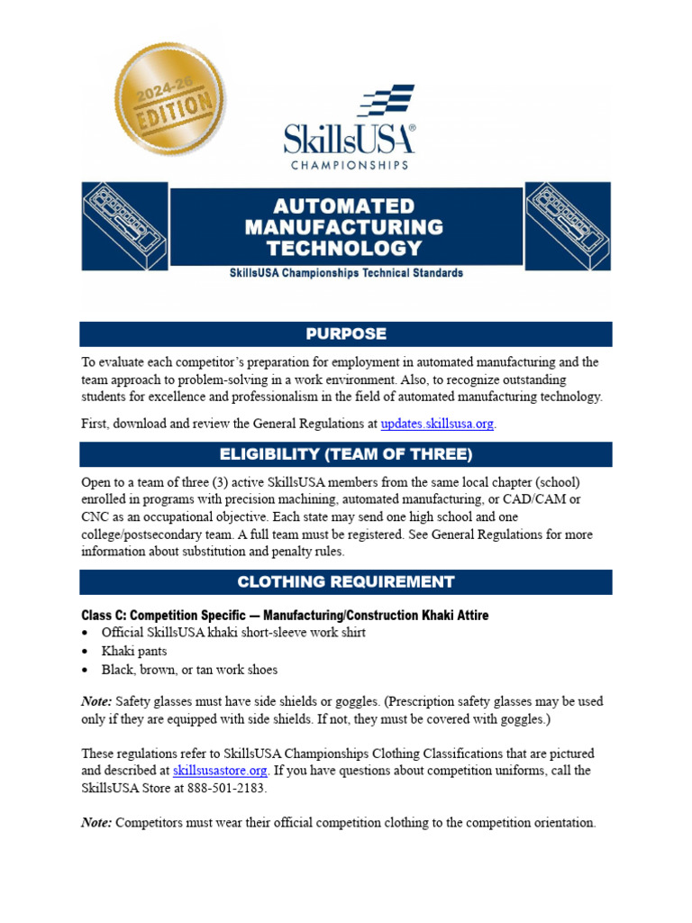 SkillsUSA Automated Manufacturing 2024-26 | PDF | Mathematics ...