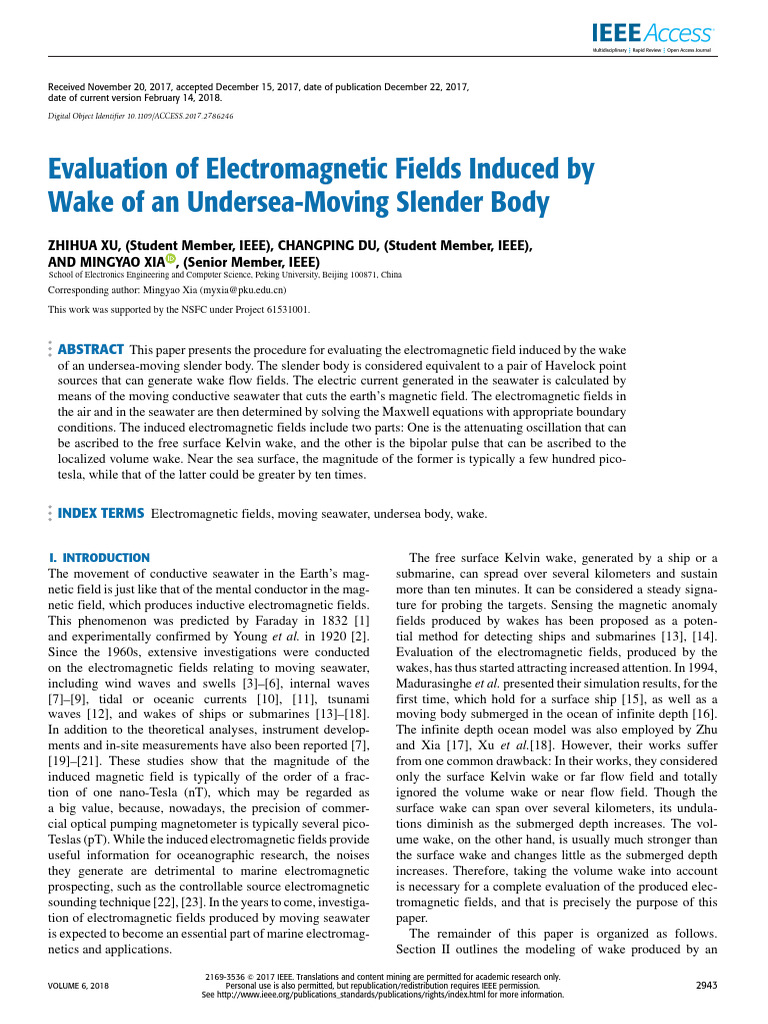 Evaluation of Electromagnetic Fields Induced by Wake of An Undersea ...