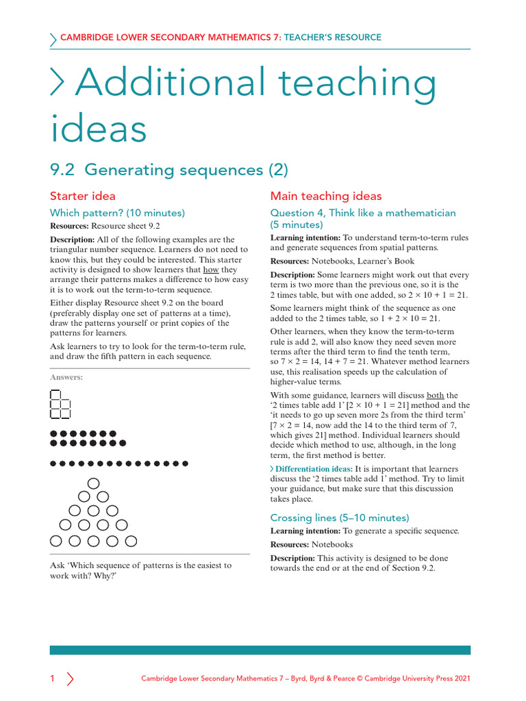 Teaching Sequences in Math 7 | PDF | Learning | Mathematics
