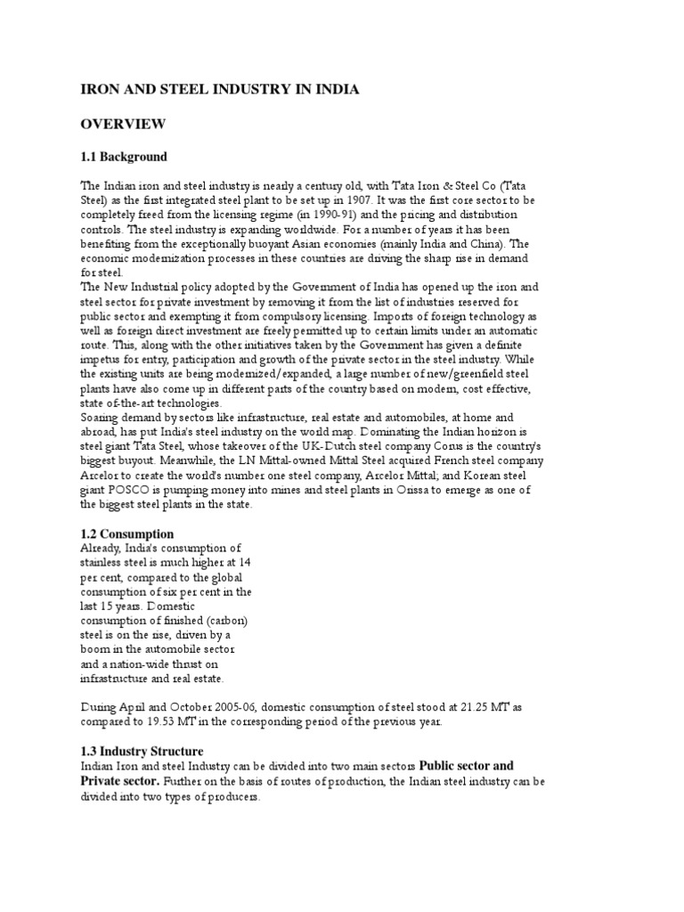 Iron and Steel Industry in India | PDF | Steel | Industries