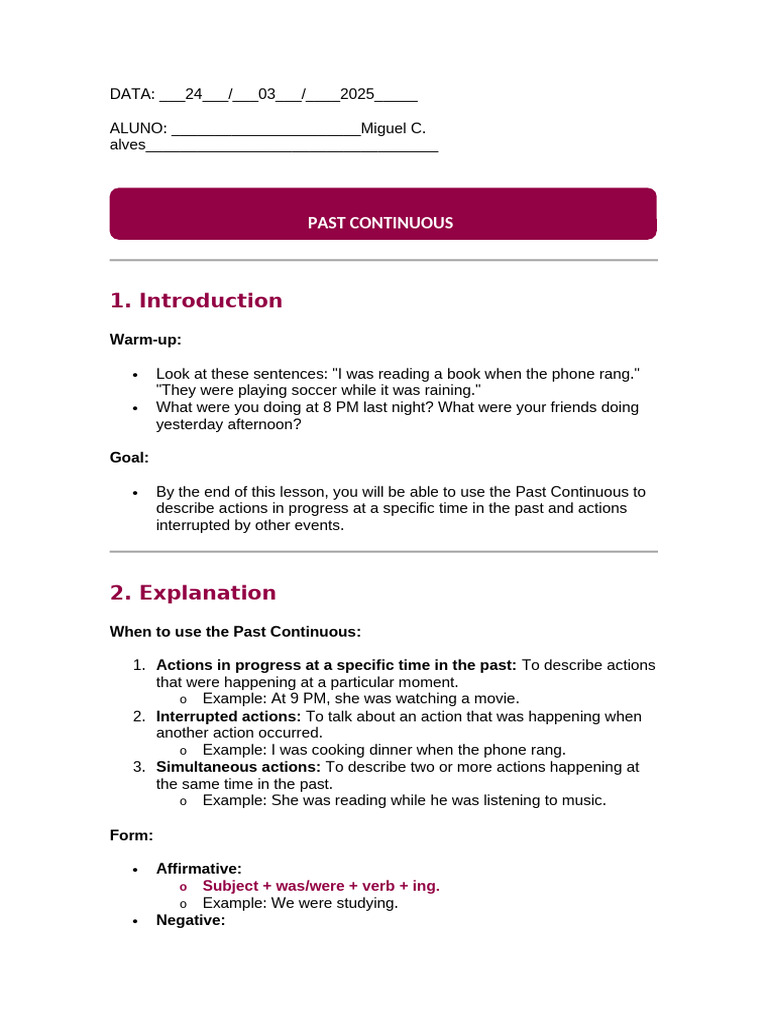 Mastering Past Continuous Tense | PDF | Linguistic Morphology | Syntax
