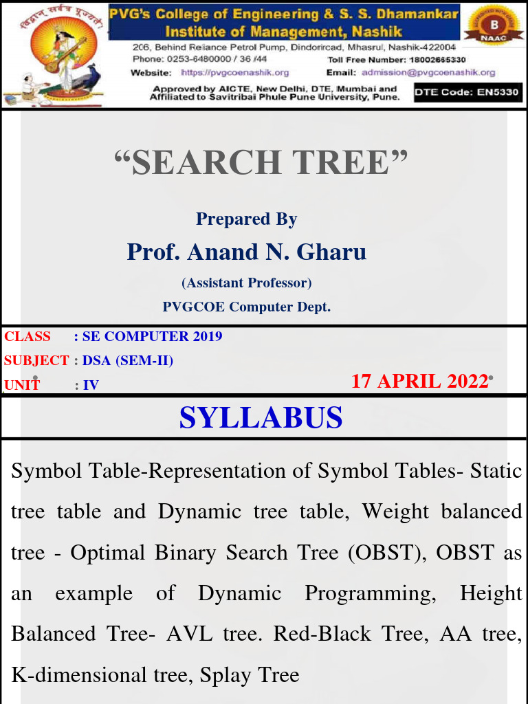Unit 4 Search Tree 2022 | PDF | Algorithms And Data Structures ...