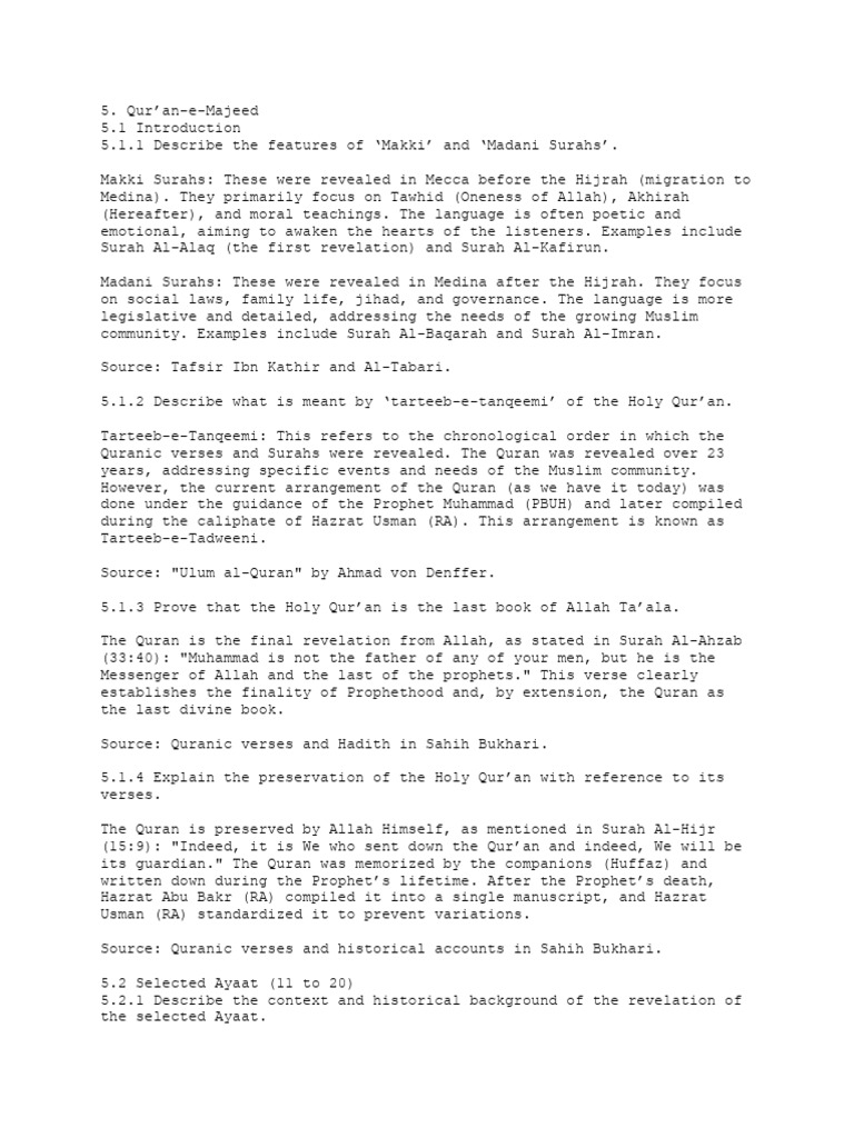 Islamic study's notes grade X | PDF | Prophets And Messengers In Islam ...