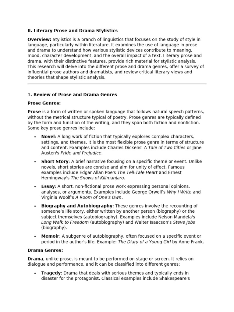 Analyzing Literary Prose and Drama Styles | PDF | Genre | Play (Theatre)