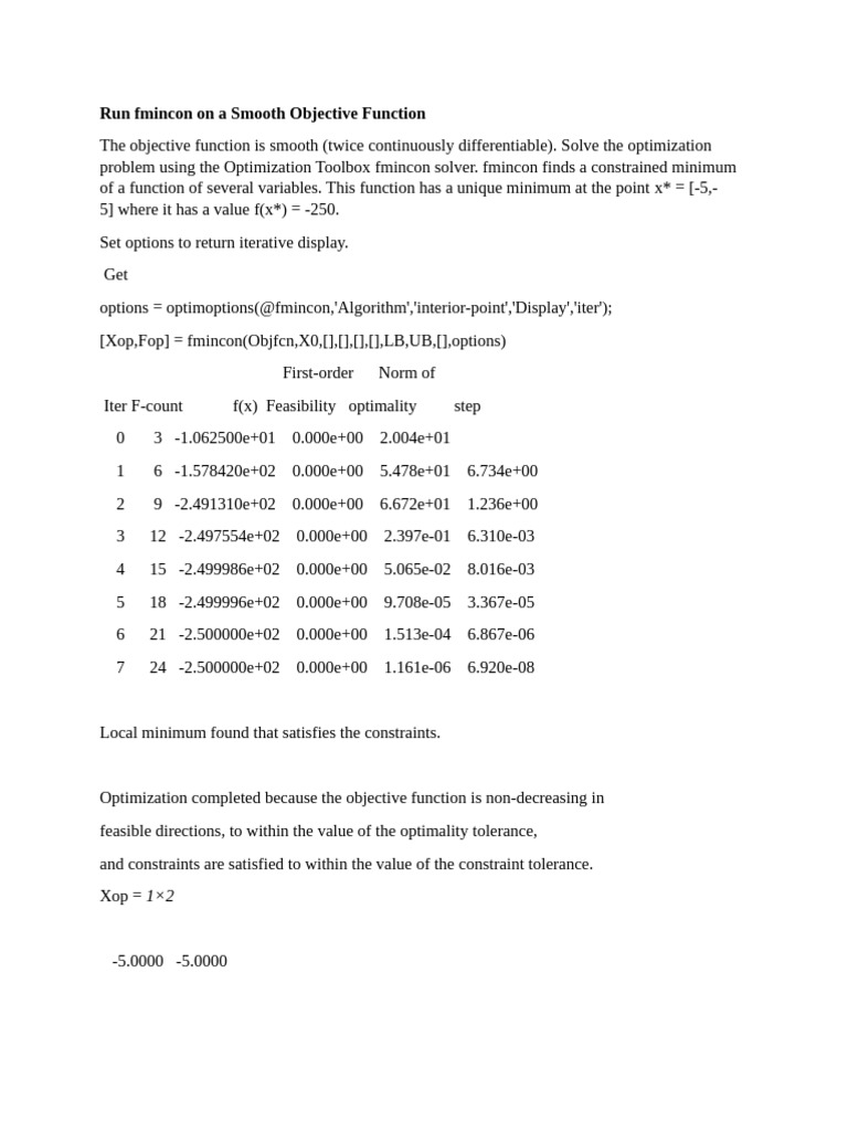 Optimize Smooth Functions with fmincon | PDF