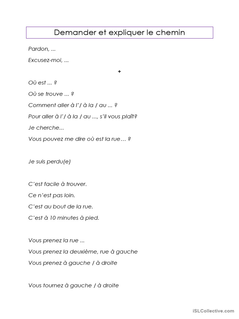 Demander et expliquer le chemin | PDF