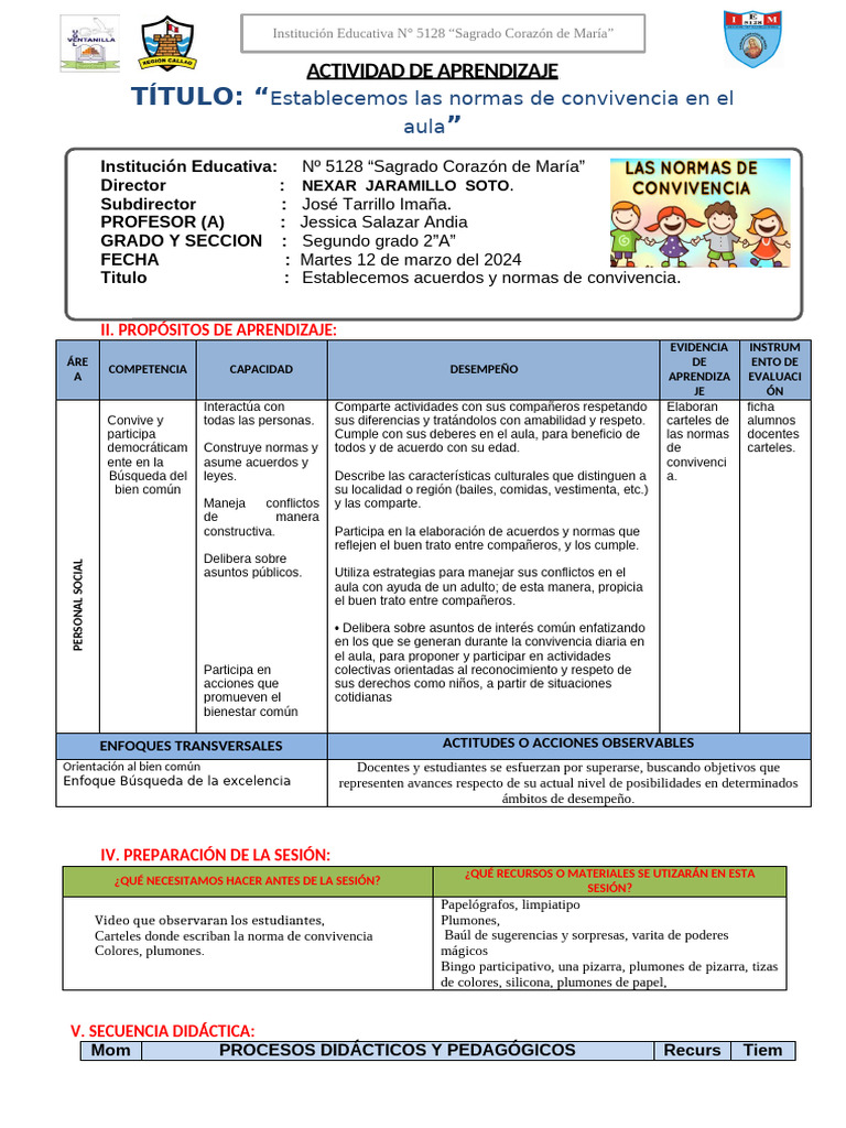Normas de Convivencia en el Aula | PDF | Salón de clases | Enseñando