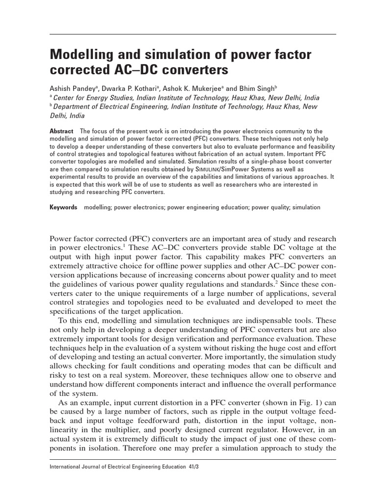 Modelling and Simulation of Power Factor Corrected ACDC Converters ...
