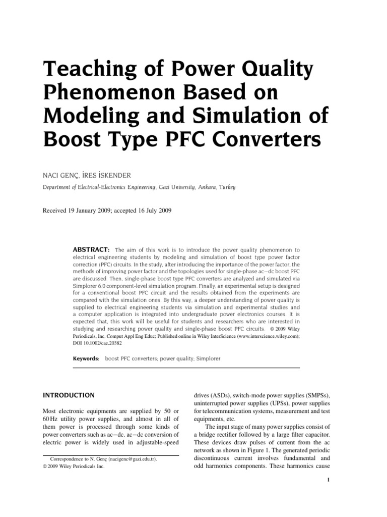 Power Quality Teaching via Boost PFC Simulation | PDF | Power ...