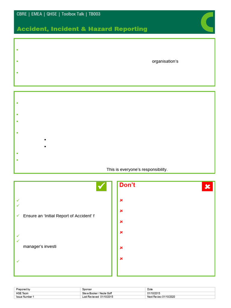 Accident & Hazard Reporting Guide | PDF | Hazards | Occupational Safety ...