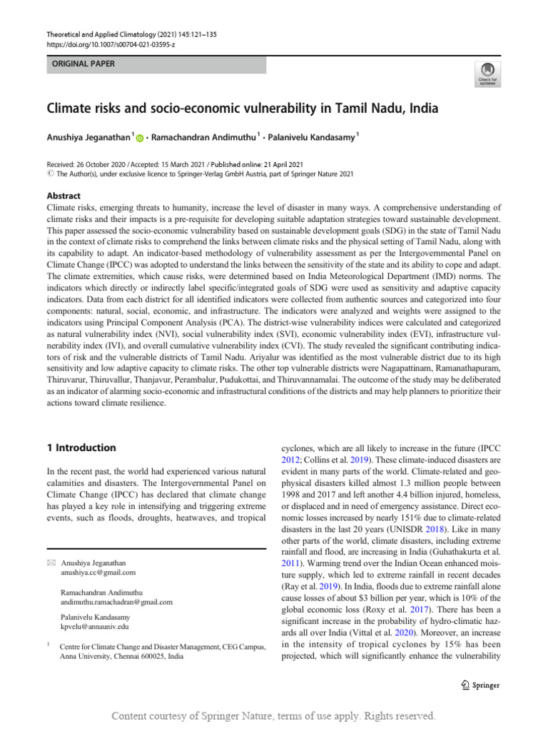 Climate Vulnerability in Tamil Nadu | PDF | Flood | Vulnerability
