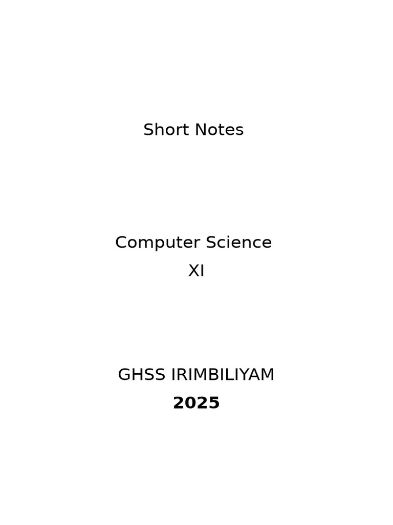 CS XI Note 2024 | PDF | Printer (Computing) | Byte