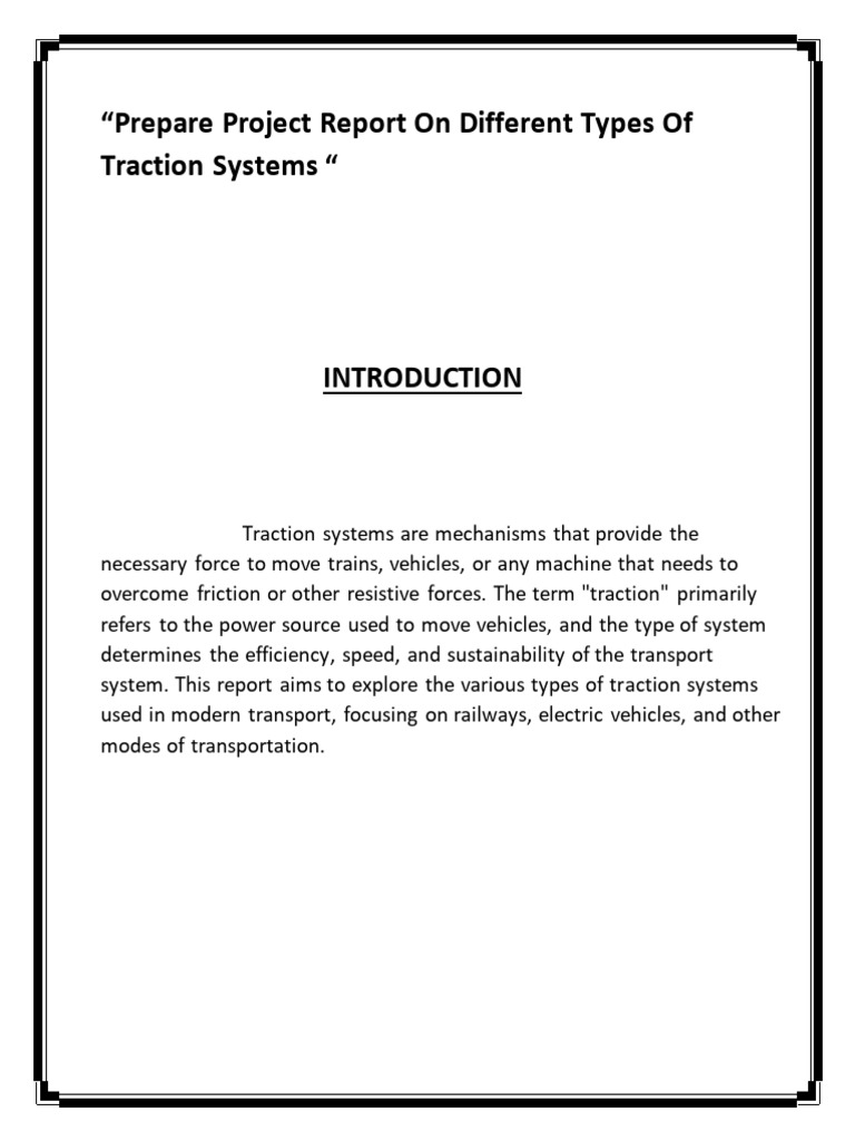 Prepare Project Report On Different Types of Traction Systems-1 | PDF ...