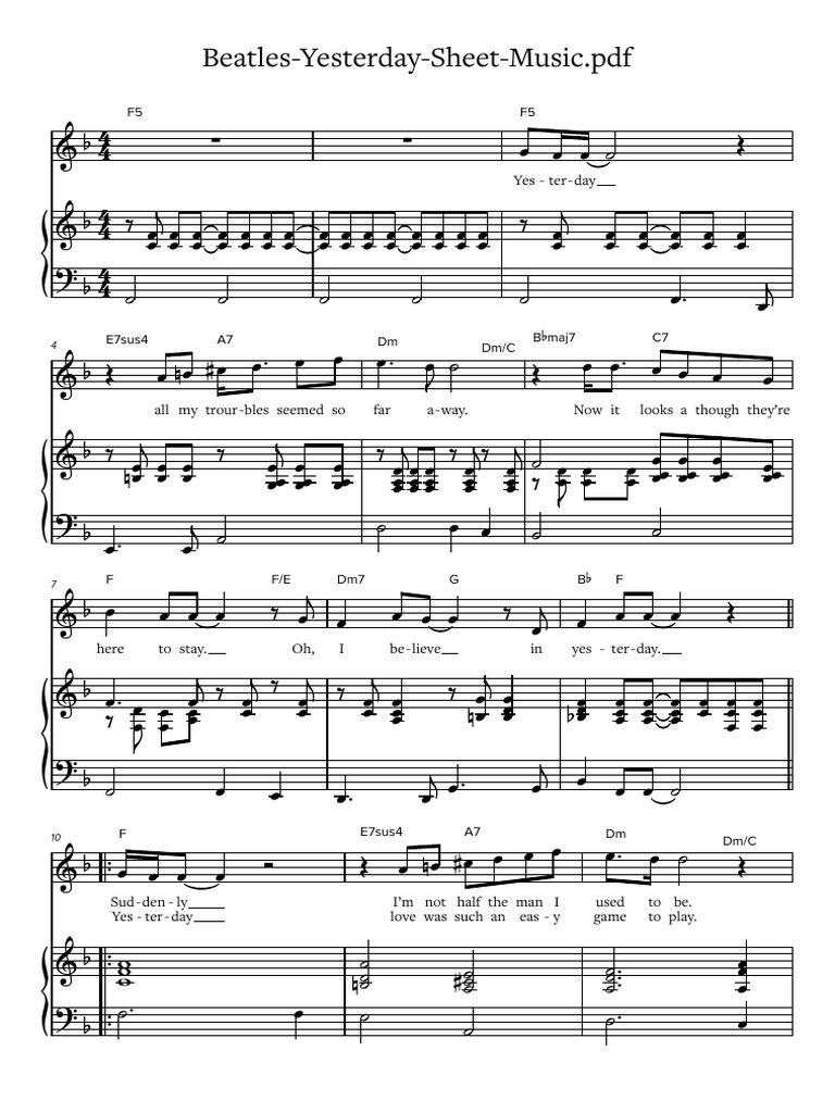 Beatles Yesterday Sheet Music PDF | PDF