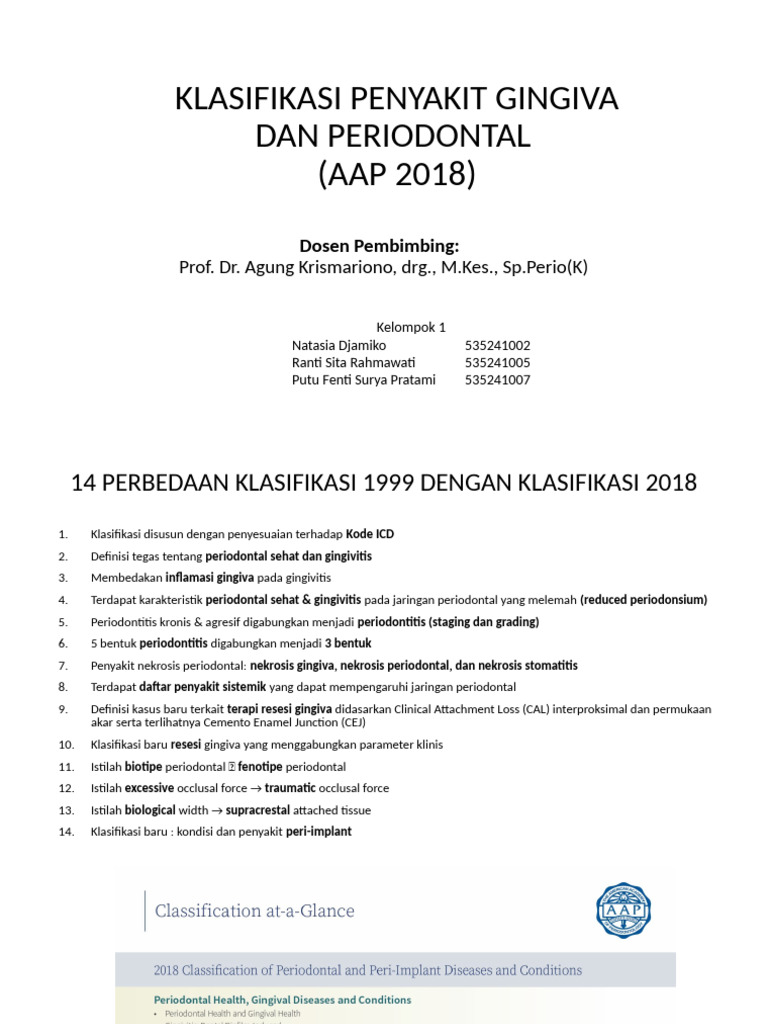 Klasifikasi Penyakit Periodontal AAP 2018 | PDF