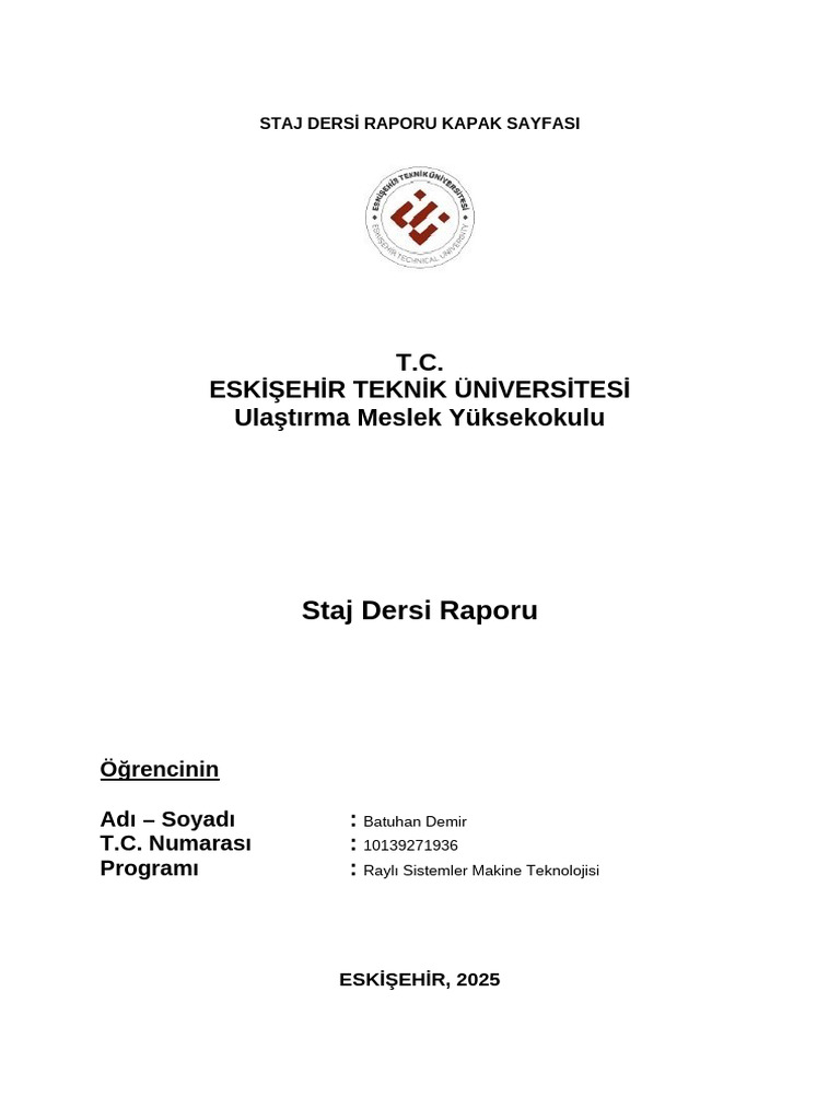 Staj Dersi Şablon Rapor Dosyası 2025 (1) - 1 | PDF