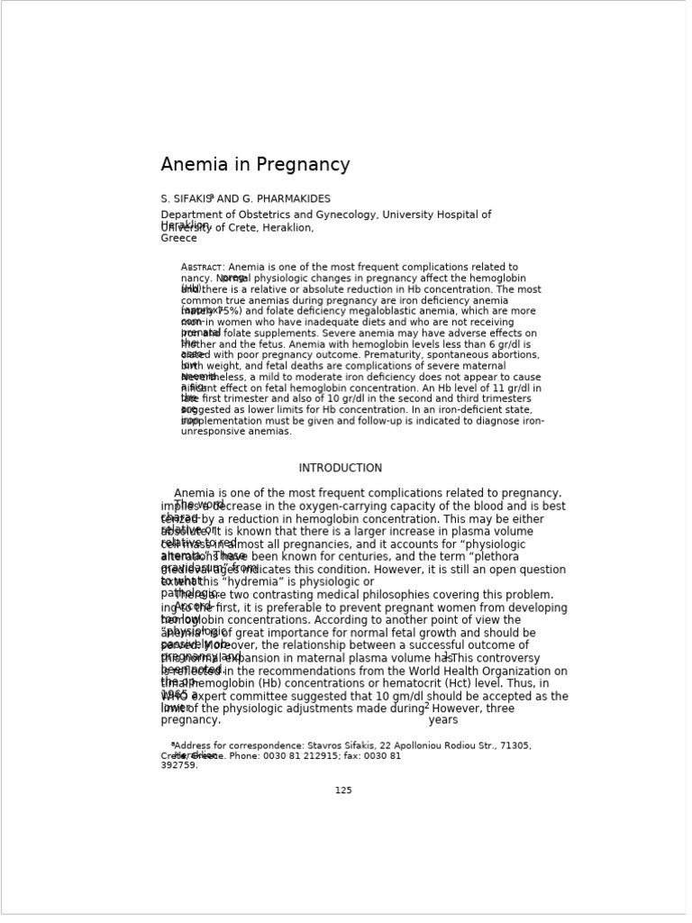Anemia in Pregnancy 1 | PDF | Anemia | Pregnancy