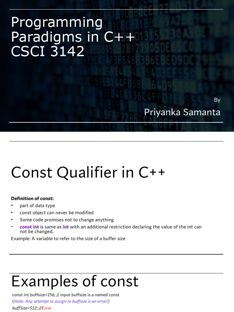 C++ Const Qualifiers and Programming Basics | PDF | Software ...