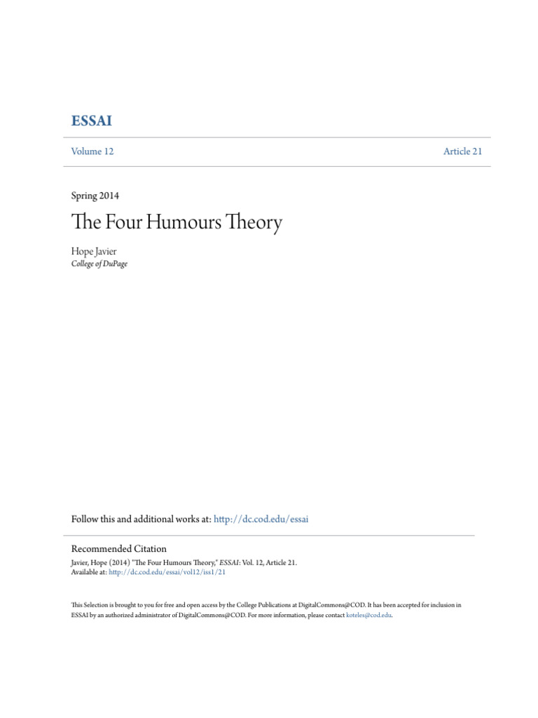 3 - The Four Humours Theory | PDF | Medicine